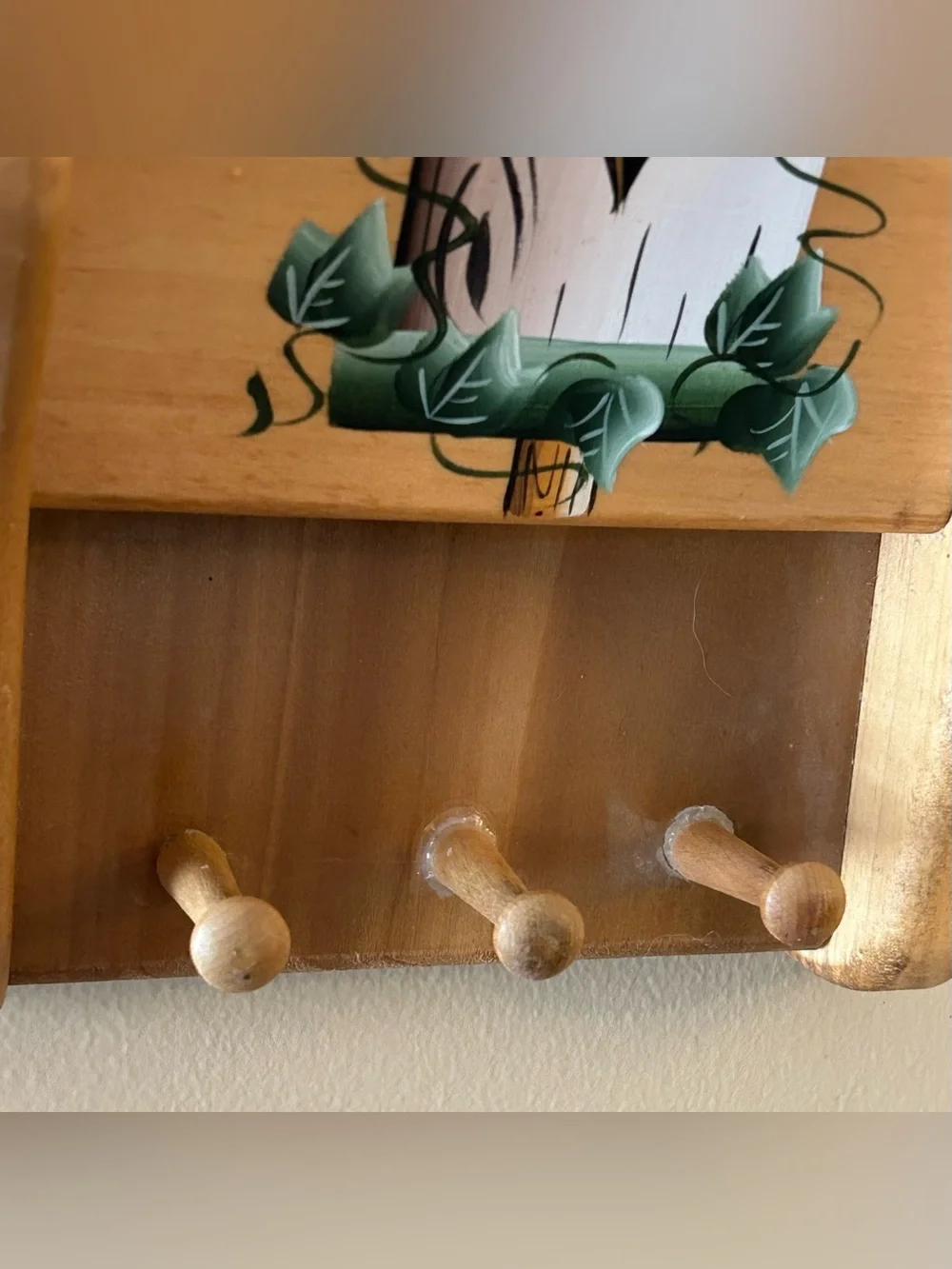 Vintage Wooden Wall Pocket Organizer